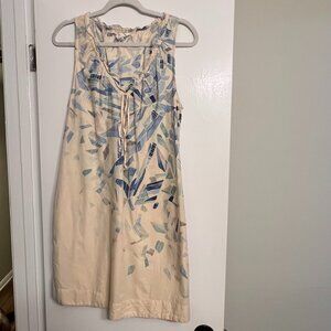 Anthropologie Lilka Sleeveless Dress in Blue & Cream/Tan Pattern